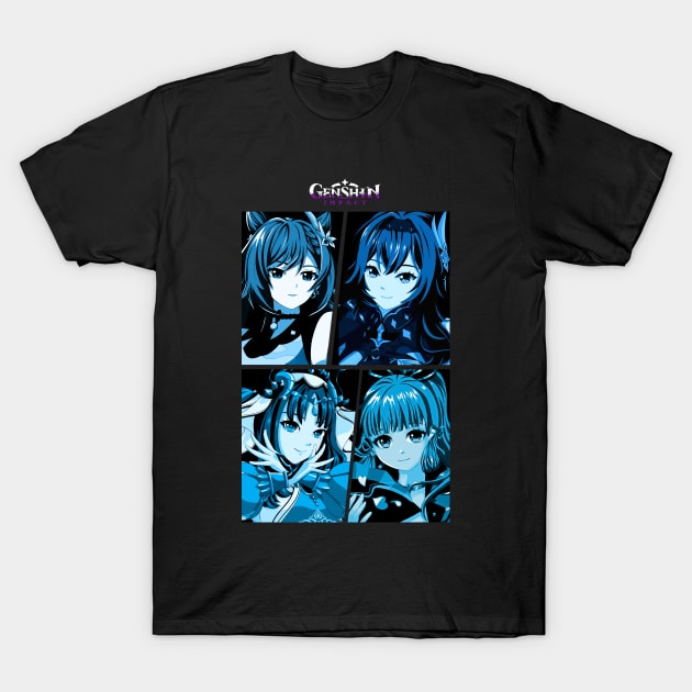 Genshin Waifu - Eula , Keqing , Nilou & Ayaka T-Shirt by Araki Shop